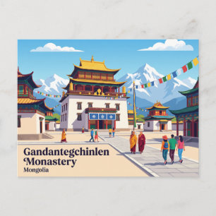 Cartão Postal Mosteiro de Gandantegchinlen, Ulaanbaatar, Mongóli