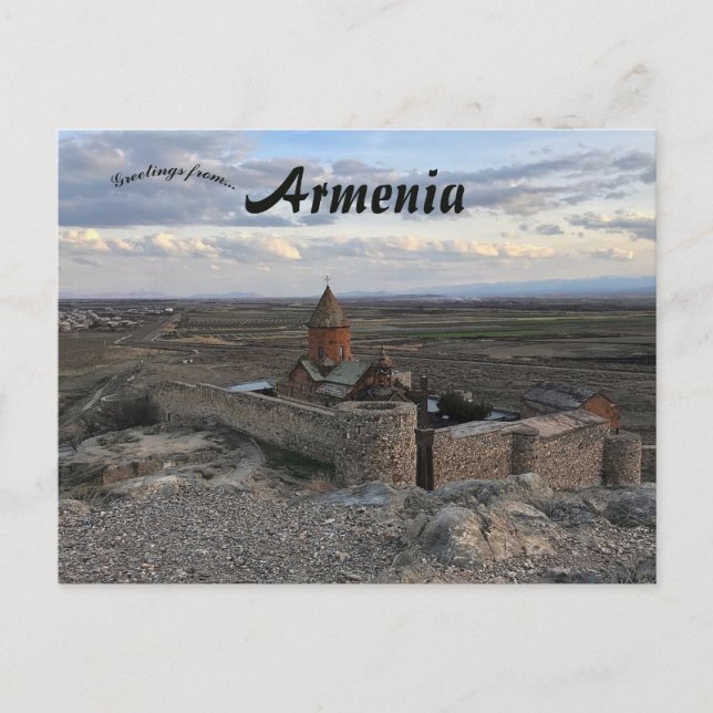 Cartão Postal Mosteiro de Khor Virap na Armênia (Frente)