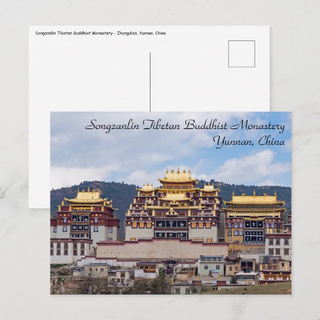 Cartão Postal Mosteiro tibetano Songzanlin - Yunnan, China (Frente/Verso)