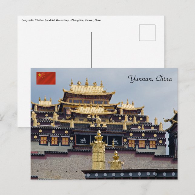 Cartão Postal Mosteiro tibetano Songzanlin - Yunnan, China (Frente/Verso)