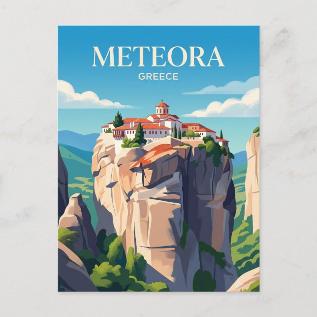 Cartão Postal Mosteiros de Meteora Grécia (Frente)