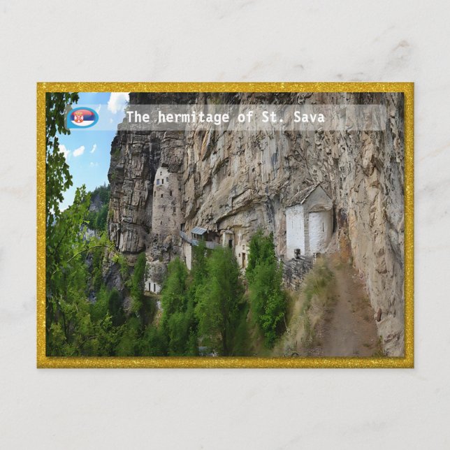 Cartão Postal MOSTEIROS SÉRVIOS - A ermida de St. Sava (Frente)