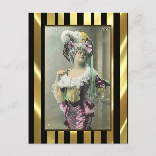 Cartão Postal Mostrar Dançarina de Francês Risque de Rapariga (Frente)