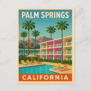 Cartão Postal Motel Viagens vintage Palm Primavera na Califórnia