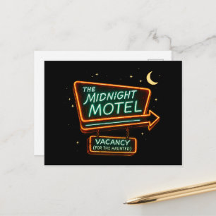 Cartão Postal Motel Vintage Neon Meia-Noite Espeluznante Hallowe