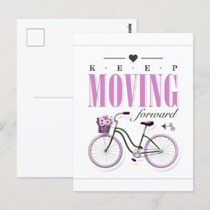 Cartão Postal Motivação Cuta Continua a Avançar com Bicicleta