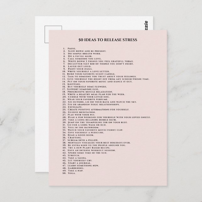 Cartão Postal Motivação de autocuidado rosa rubor (Frente/Verso)