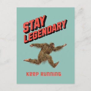 Cartão Postal Motivação Divertida de Bigfoot Correndo