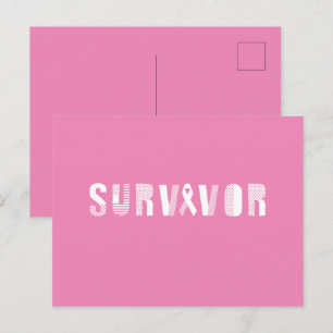 Cartão Postal Motivação Inspiracional de Fita de Cancer Sobreviv