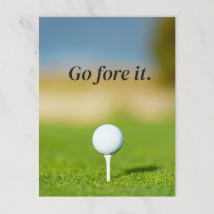 Cartão postal motivacional de golfe Go Fore It