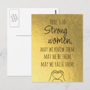Cartão Postal Motivacional Mulheres Fortes em Ouro