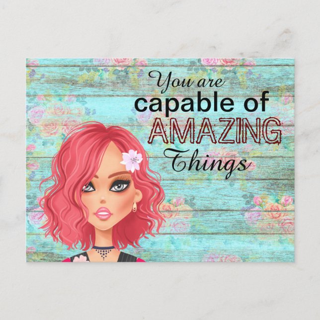 Cartão Postal Motivation Quote Chic Girly (Frente)