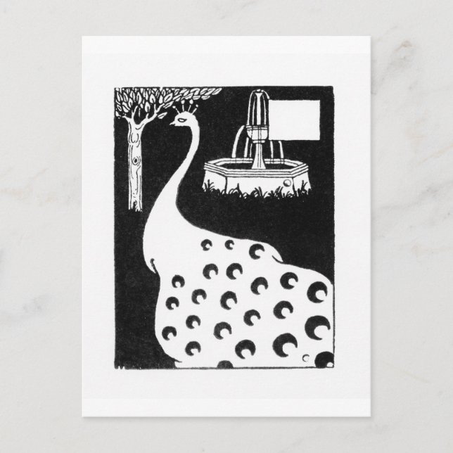 Cartão Postal Motivo do pavão, de "do d'Arthur Le Morte" (litho) (Frente)