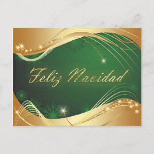 Cartão Postal Motivo dorado de Navidad con fondo verde