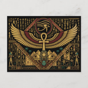 Cartão Postal Motivos do Antigo Egito Símbolo Ankh e Olho de Hór