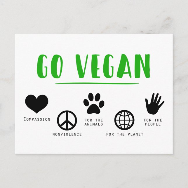 Cartão Postal Motivos para ir ao Vegan (Frente)