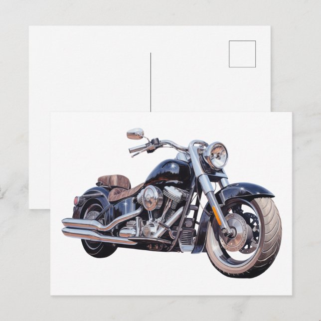Cartão Postal Motocicleta aquarela (Frente/Verso)
