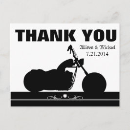 Cartão Postal Motocicleta branca negra Silhouette, obrigado