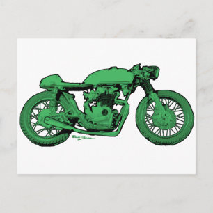 Cartão Postal Motocicleta Green Cafer Racer Vintage