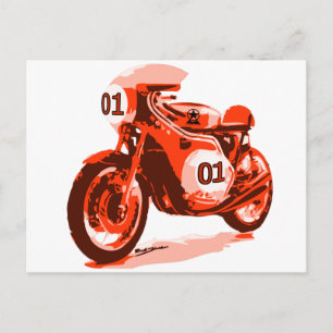Cartão Postal Motocicleta Red Vintage
