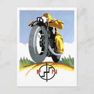Cartão Postal Motocicletas 1925 do FN que anunciam o poster