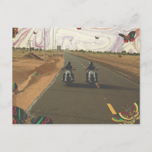 Cartão Postal Motocicletas na colagem de pintas de mármore rodo
