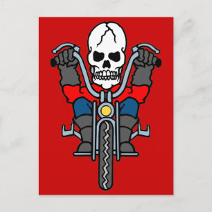 Cartão Postal Motociclo e crânio