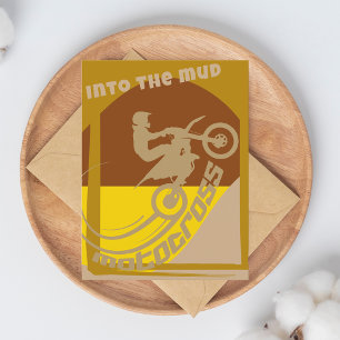 Cartão Postal Motocross dirtbike moto-x na lama