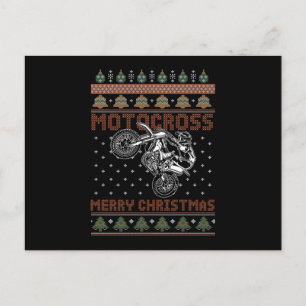 Cartão Postal Motocross Merry Christmas Biker - Presente de moto
