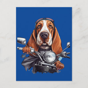 Cartão Postal Motoqueiro canino legal, motorista de cão basset h