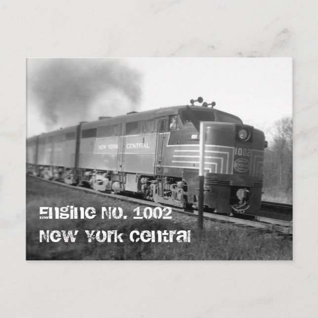 Cartão Postal motor1002, Motor Nº 1002New York Central (Frente)