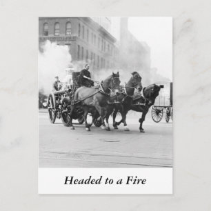 Cartão Postal Motor de Fogo Desenhado de Cavalo, início dos ano