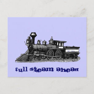 Cartão Postal motor ferroviário vintage a vapor de cheio