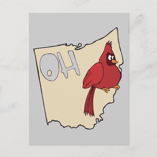 Cartão Postal Motto de Arte de Cartoon de Pássaros de Ohio OH Ma (Frente)