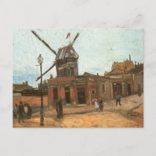 Cartão Postal Moulin de la Galette, por Vincent van Gogh, moinho