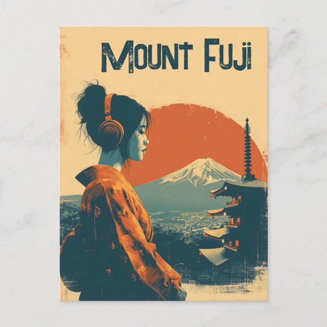 Cartão Postal Mount Fuji vintage (Frente)
