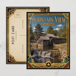 Cartão Postal Mountain View Arkansas Arte Deco Vintage Idade Dou