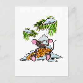 Cartão Postal Mouse de Natal e Ano Novo com cone