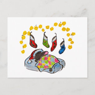 Cartão Postal Mouse de Natal e Ano Novo com meias