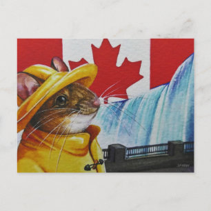 Cartão Postal Mouse do Canadá em Niagara Falls Watercolor Art