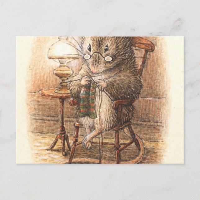 Cartão Postal Mouse tricotado - Beatrix Potter (Frente)