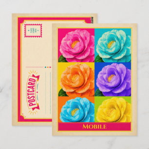 Cartão Postal Móvel Alabama Camélia Flor Vintage