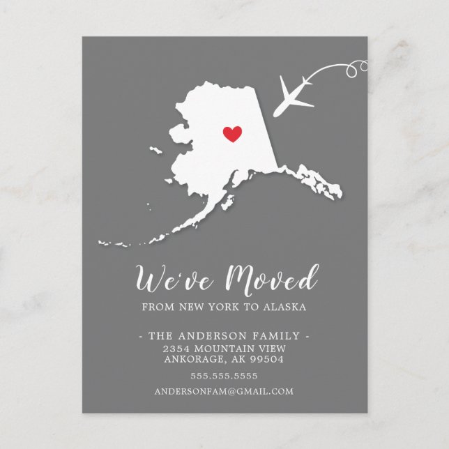 Cartão Postal Movendo a placa de Posto ALASKA para o estado do l (Frente)
