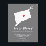Cartão Postal Movendo a Placa de Posto CONNECTICUT de Estado do<br><div class="desc">Anúncio em Movimento | State CONNECTICUT Anúncio em movimento moderno com o estado de CONNECTICUT, com um coração e avião vermelhos em fundo de cinza. A cor do plano de fundo pode ser alterada facilmente clicando em personalizar e, em seguida, clique para personalizar ainda mais para ver o nosso selecionador...</div>