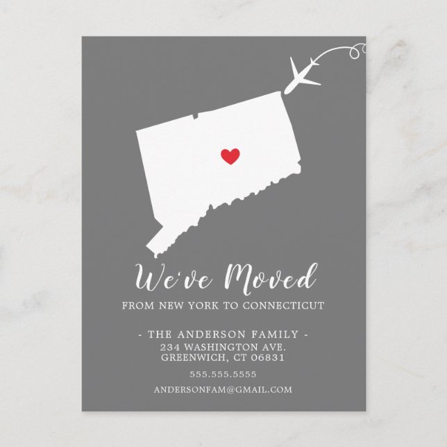 Cartão Postal Movendo a Placa de Posto CONNECTICUT de Estado do  (Frente)