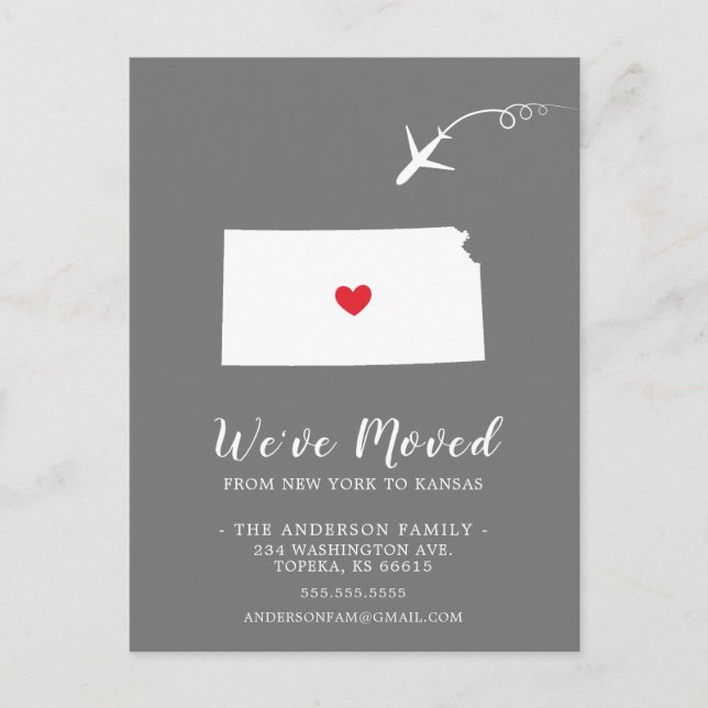 Cartão Postal Movendo a placa de Posto KANSAS de estado do lança (Frente)