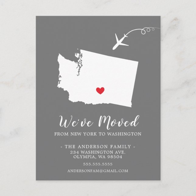 Cartão Postal Movendo Estado do Anúncio WASHINGTON (Frente)