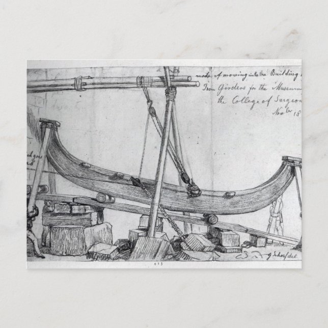 Cartão Postal Movendo Girders de Ferro Usado para Construir o Hu (Frente)