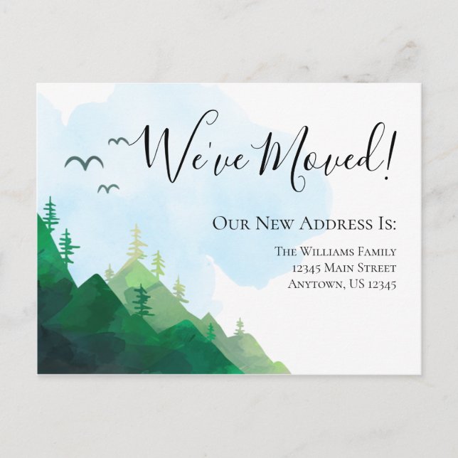 Cartão Postal Movendo Montanhas de Natureza Selvagem de Aquarela (Frente)