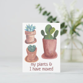 Cartão Postal MOVENDO Novo Endereço Doméstico Cactus Watercolor
